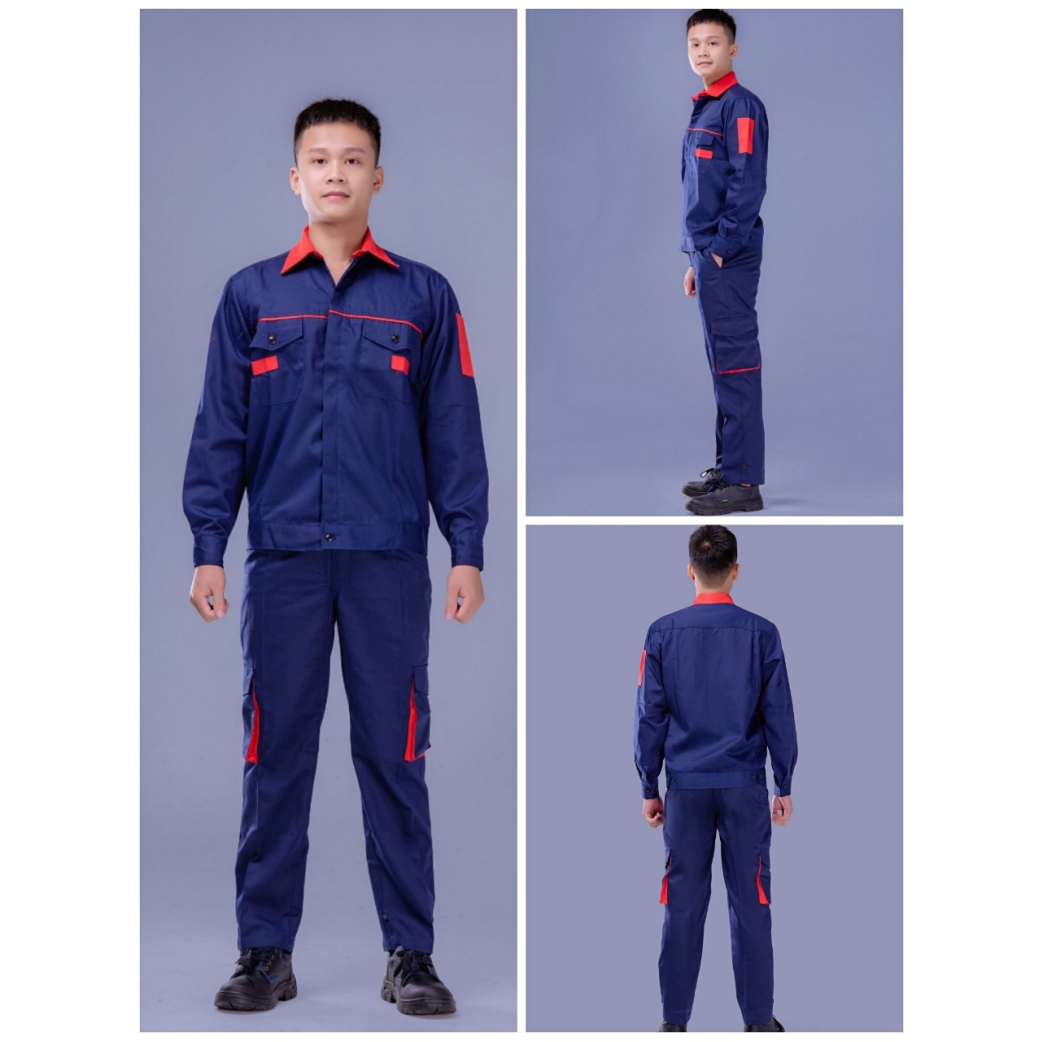 Quần áo xanh than phối đỏ