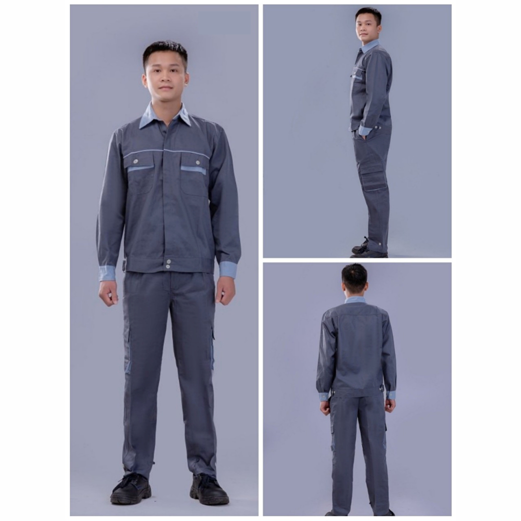 Quần áo ghi xám phối xanh nhạt