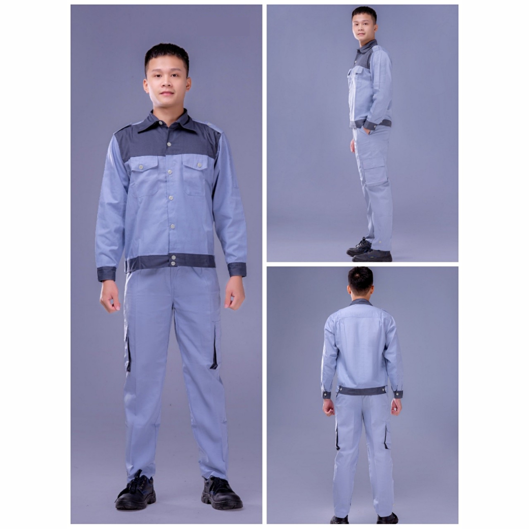 Quần áo xanh phối xám